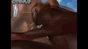 Sexy 3D ebony shemale honey sucking on two cocks
