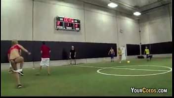 coed de-robe dodgeball at university gymnasium