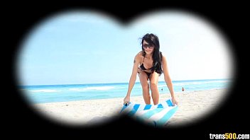 Asian Tgirl Found on a Beach and Fucked by two BBCs